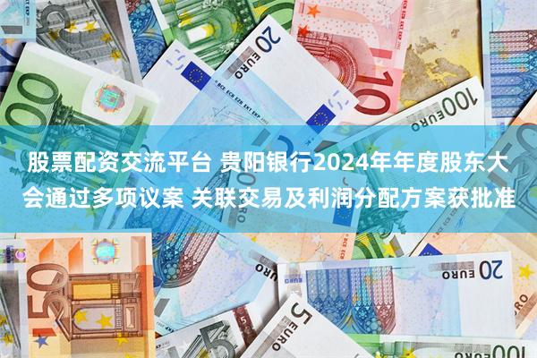 股票配资交流平台 贵阳银行2024年年度股东大会通过多项议案 关联交易及利润分配方案获批准
