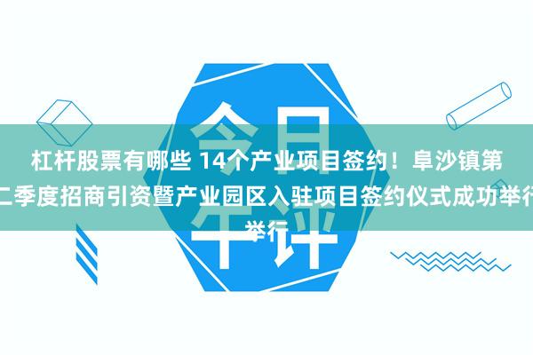 杠杆股票有哪些 14个产业项目签约！阜沙镇第二季度招商引资暨产业园区入驻项目签约仪式成功举行